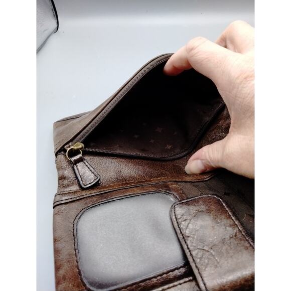 Fossil Long Live Vintage 1954 Wallet Lamb Hide Leather Brown Bi-fold Top Zip - Picture 8 of 8